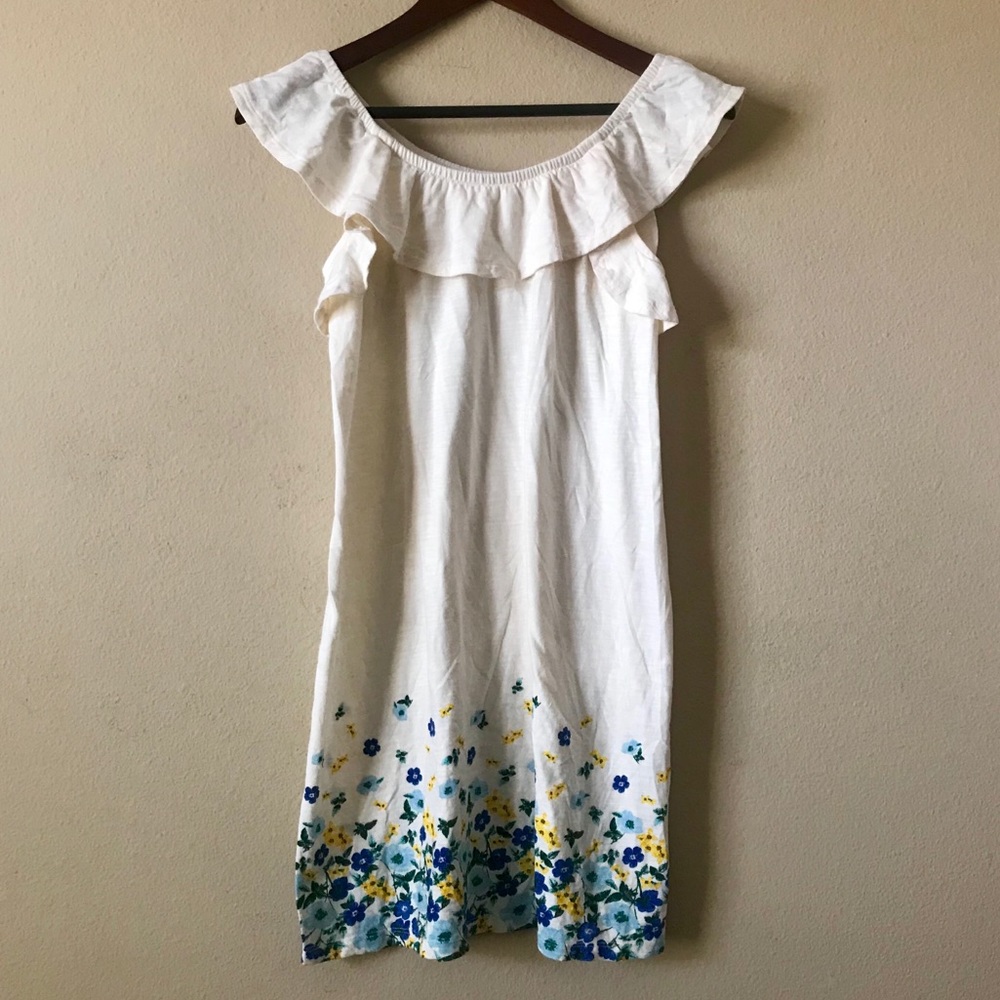 OLD NAVY Cream Floral Off Shoulder Dress